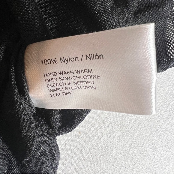 Oscar by Oscar De La Renta Long Sleeve Beaded Embroidered Black Mesh Top, Large - Picture 8 of 8